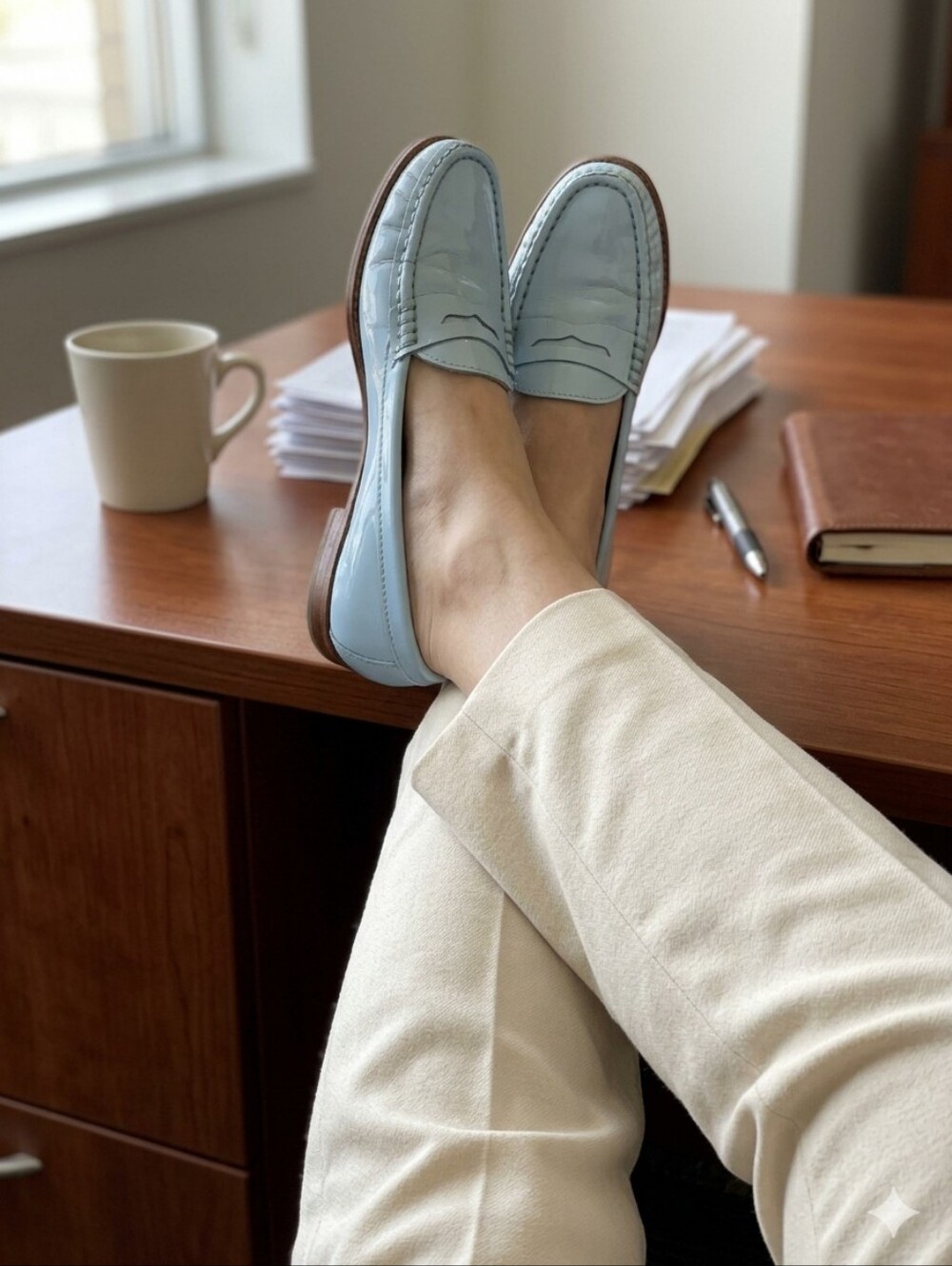 Blue Patent Leather FINCH loafers by BROWNS | Size 7 Medium Width